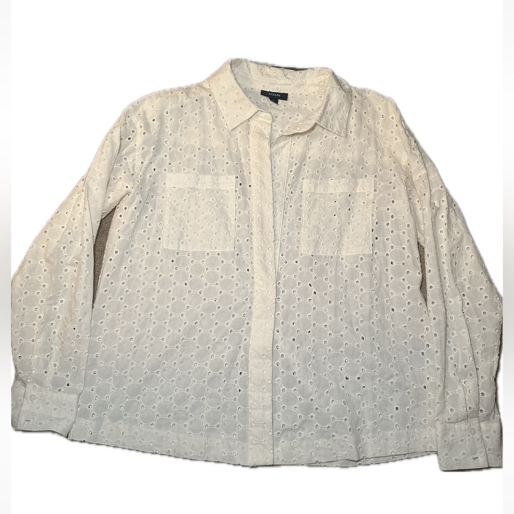 Alfani- Cream Embroidered White Blouse